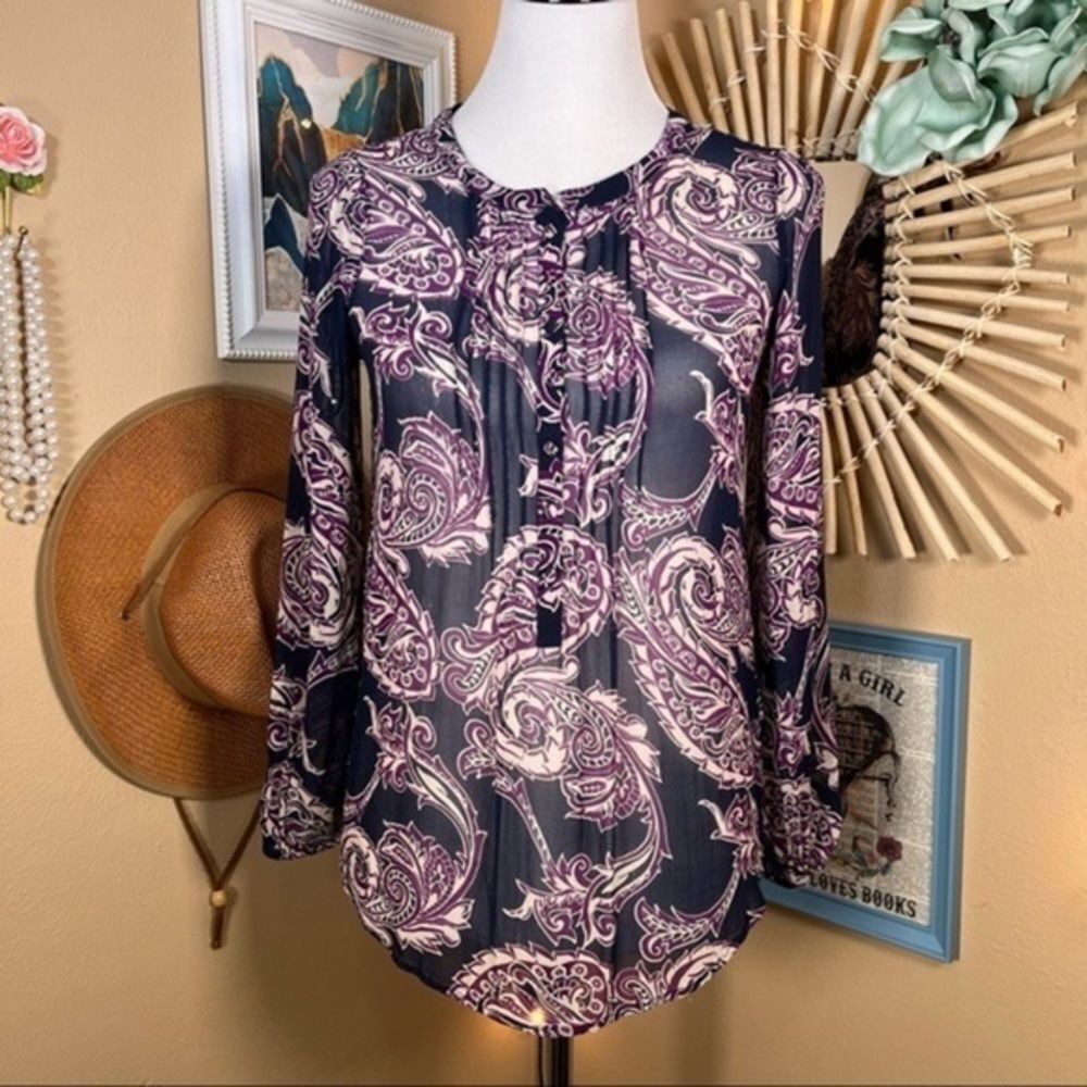 3/$15 LUCKY BRAND Boho Paisley Chiffon Blouse - Please Read